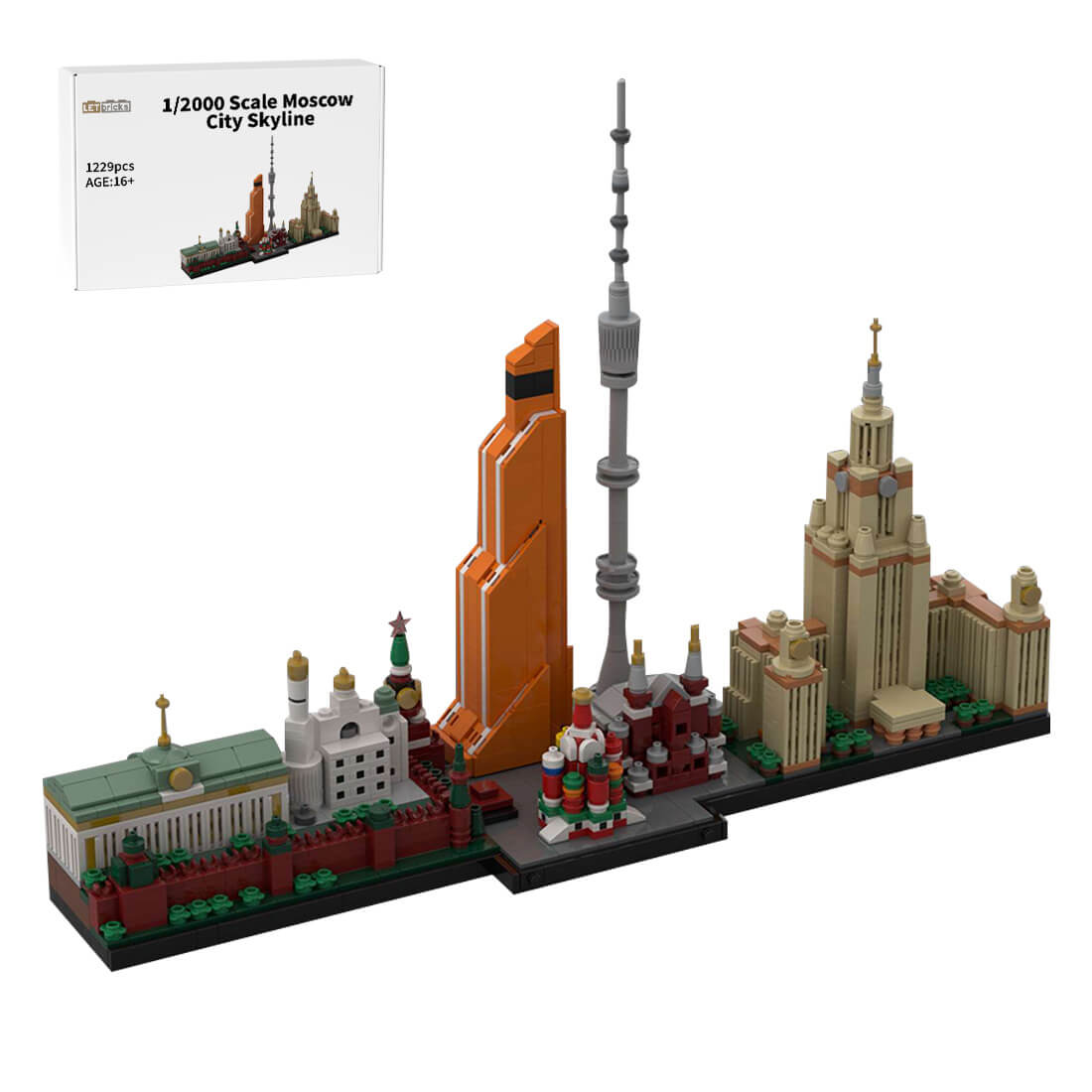 1/2000 Scale Moscow City Skyline Street Scene Building Blocks Set (1229PCS)
