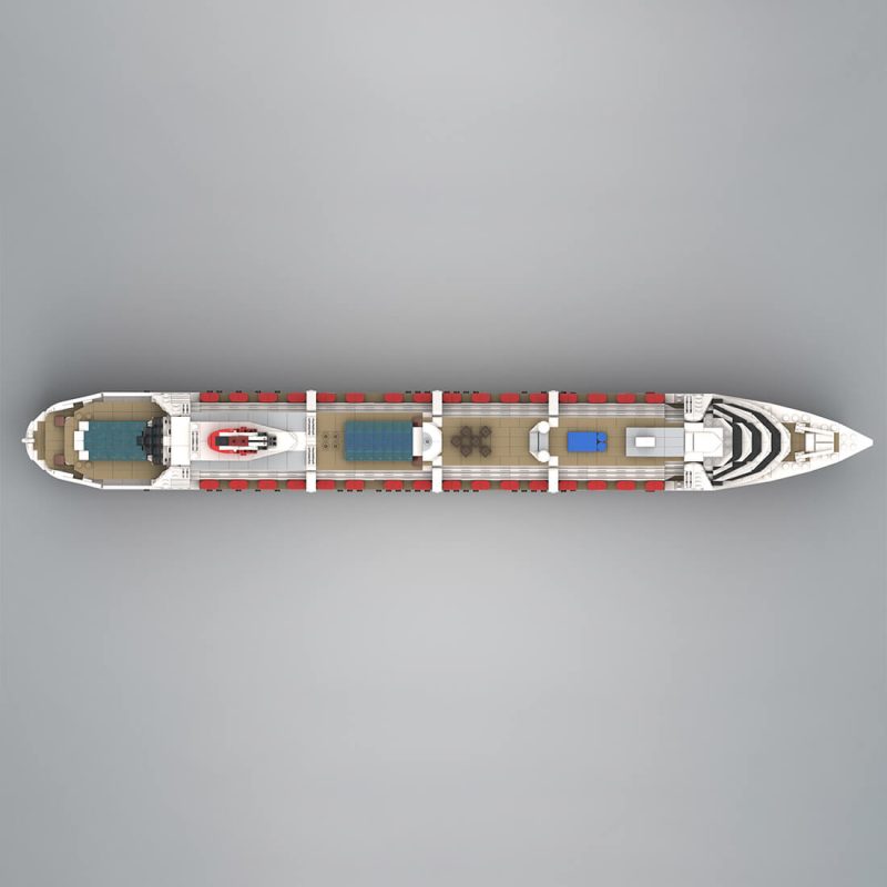 1/500 Scale The Poseidon Modern Cruise Ship Building Blocks Set (3794PCS/Dark Red Hull)