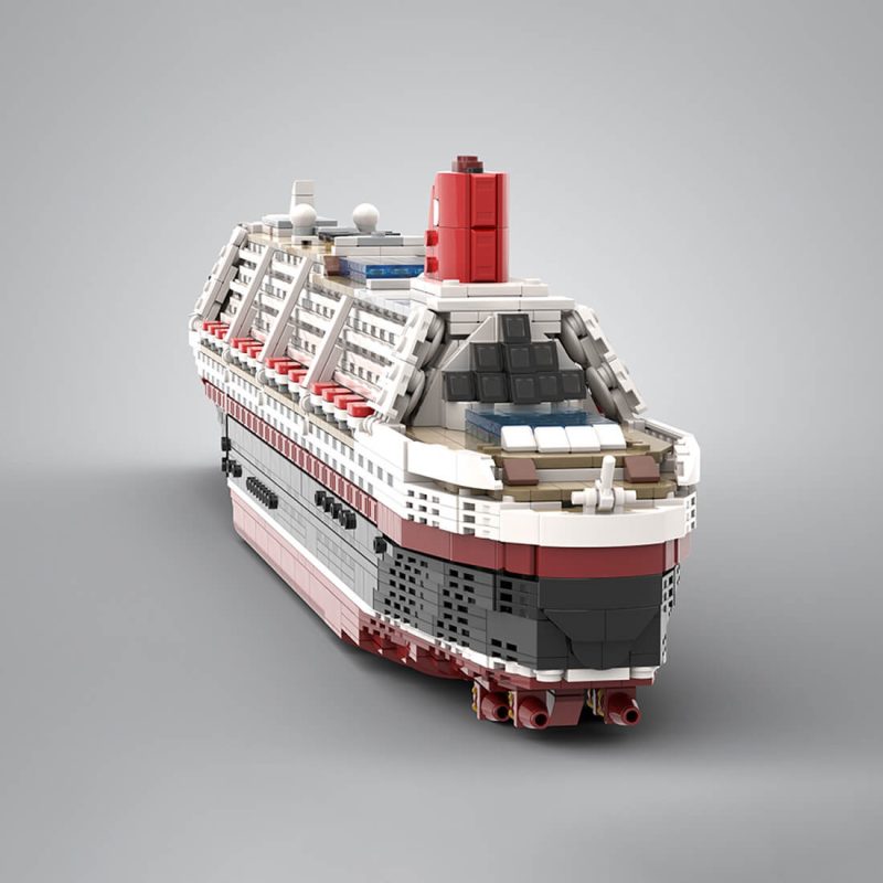 1/500 Scale The Poseidon Modern Cruise Ship Building Blocks Set (3794PCS/Dark Red Hull)