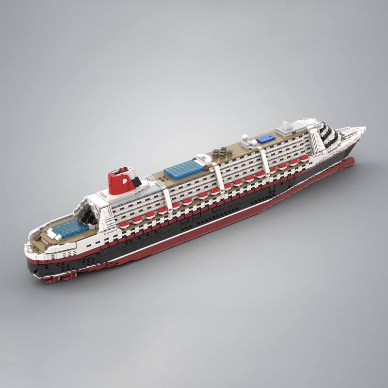 1/500 Scale The Poseidon Modern Cruise Ship Building Blocks Set (3794PCS/Dark Red Hull)