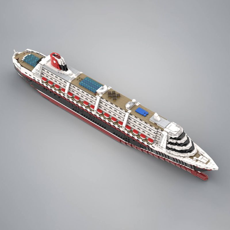 1/500 Scale The Poseidon Modern Cruise Ship Building Blocks Set (3794PCS/Dark Red Hull)