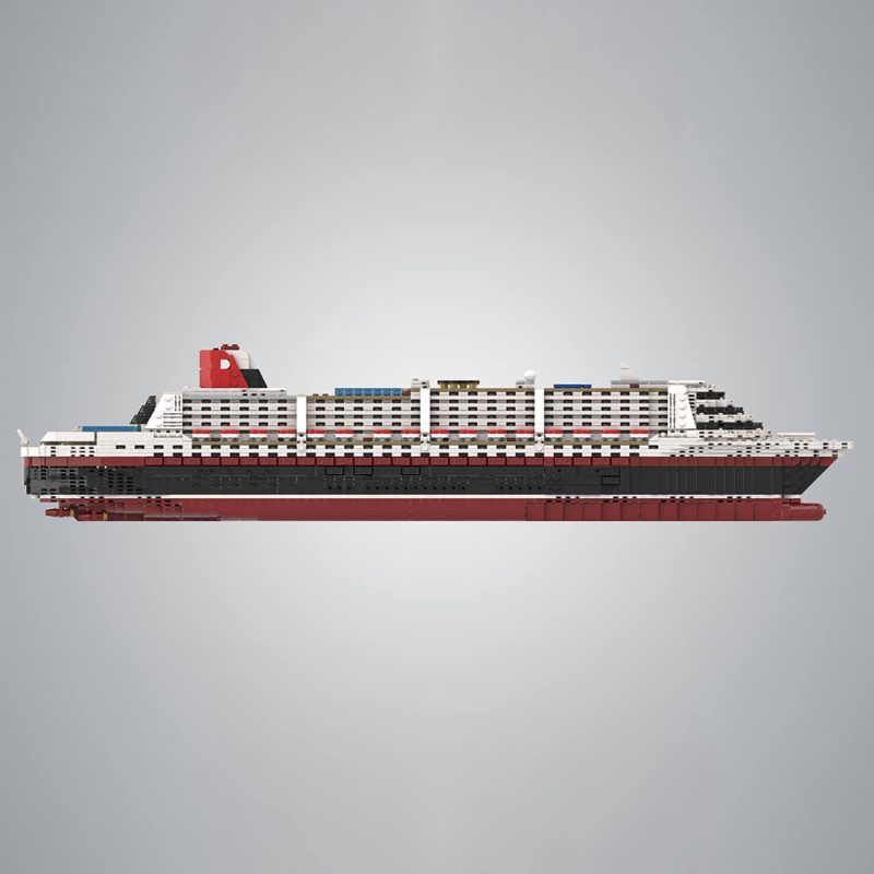 1/500 Scale The Poseidon Modern Cruise Ship Building Blocks Set (3794PCS/Dark Red Hull)
