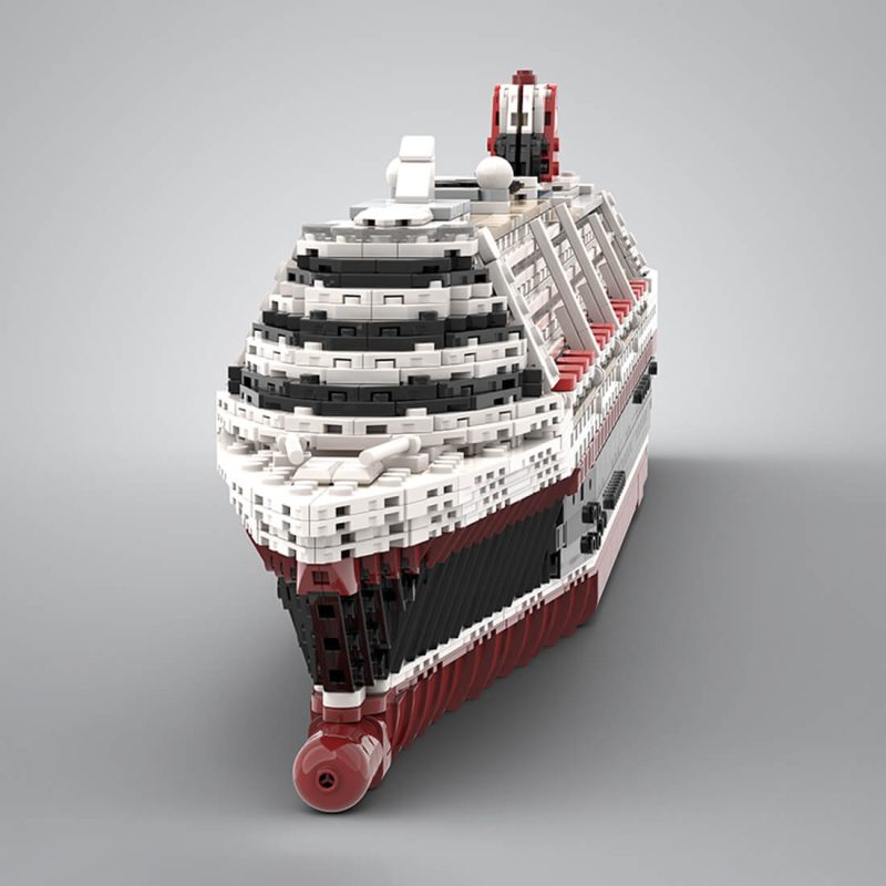 1/500 Scale The Poseidon Modern Cruise Ship Building Blocks Set (3794PCS/Dark Red Hull)