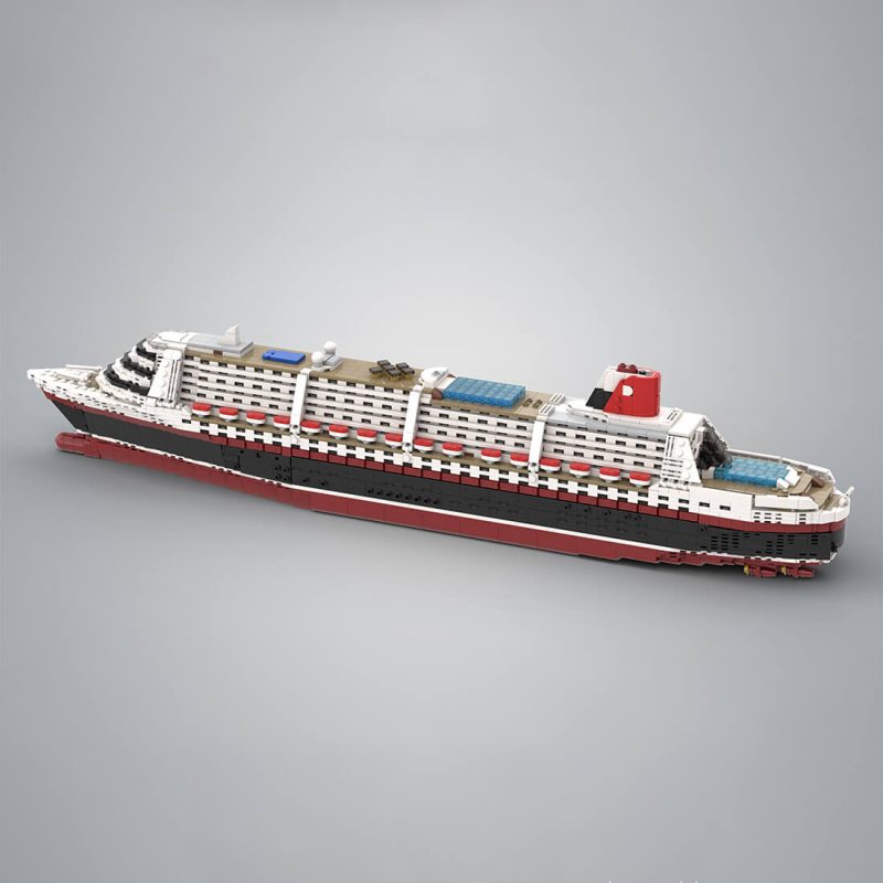 1/500 Scale The Poseidon Modern Cruise Ship Building Blocks Set (3794PCS/Dark Red Hull)