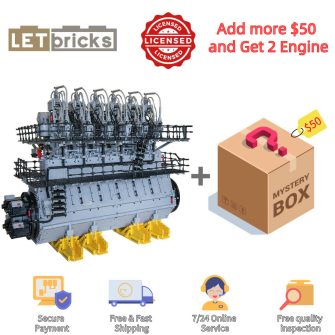 letbricks-117 two-stroke six-cylinder turbocharged low-speed marine diesel engine building block(10737pcs ) by Bricklaus