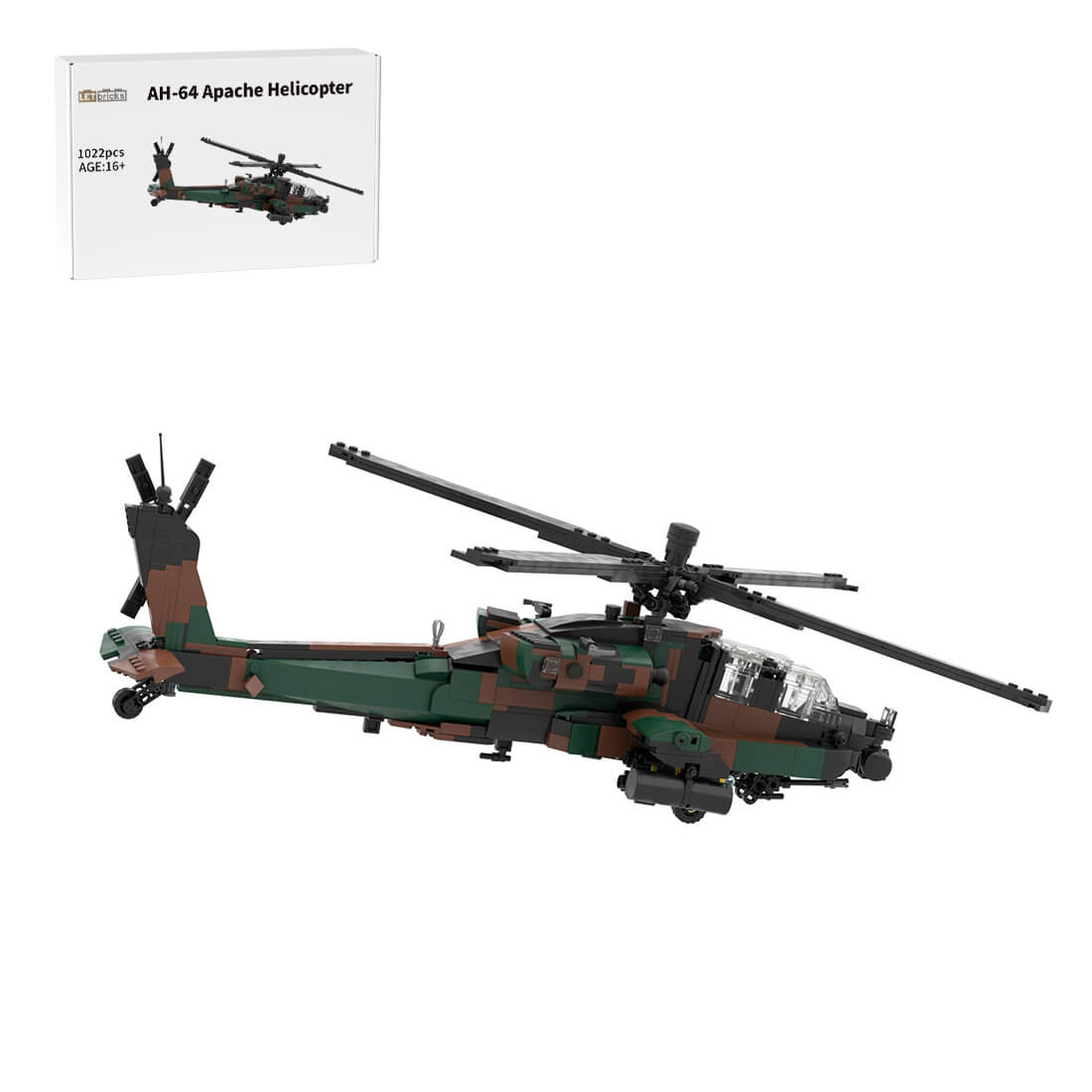 AH-64 Apache Helicopter Military Building Blocks Set by AceBricks