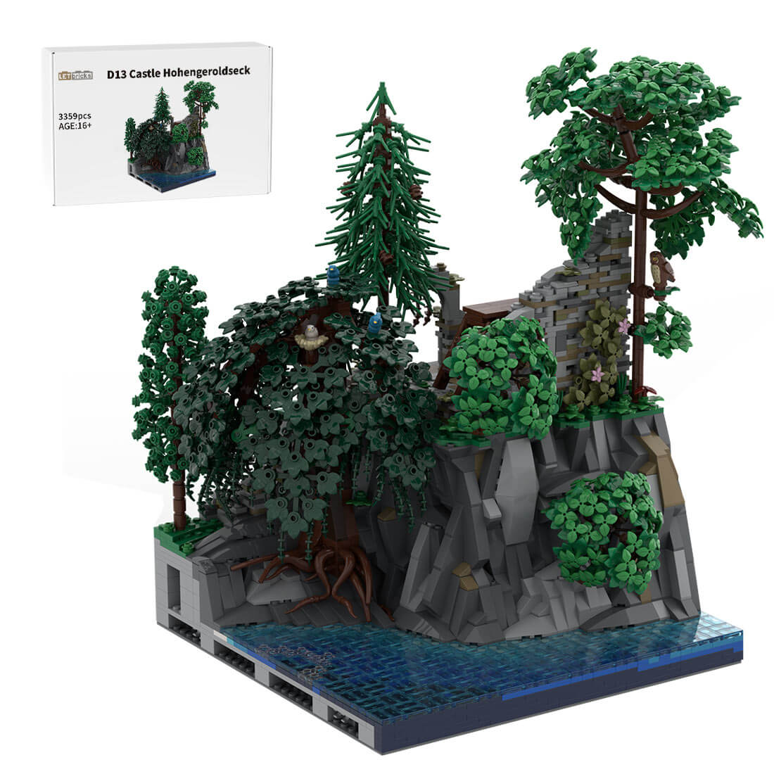 MOC-208092 D13 Castle Hohengeroldseck - Tower Ruins on the Cliff Building Blocks Set for MOC-207737 Castle Hohengeroldseck (3359PCS)