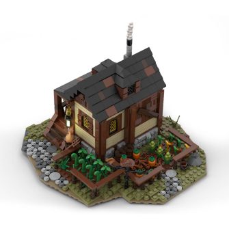 MOC-11425 Medieval Farmer's House and Farm Module of Large Village Theme Small Particles(1043PCS)