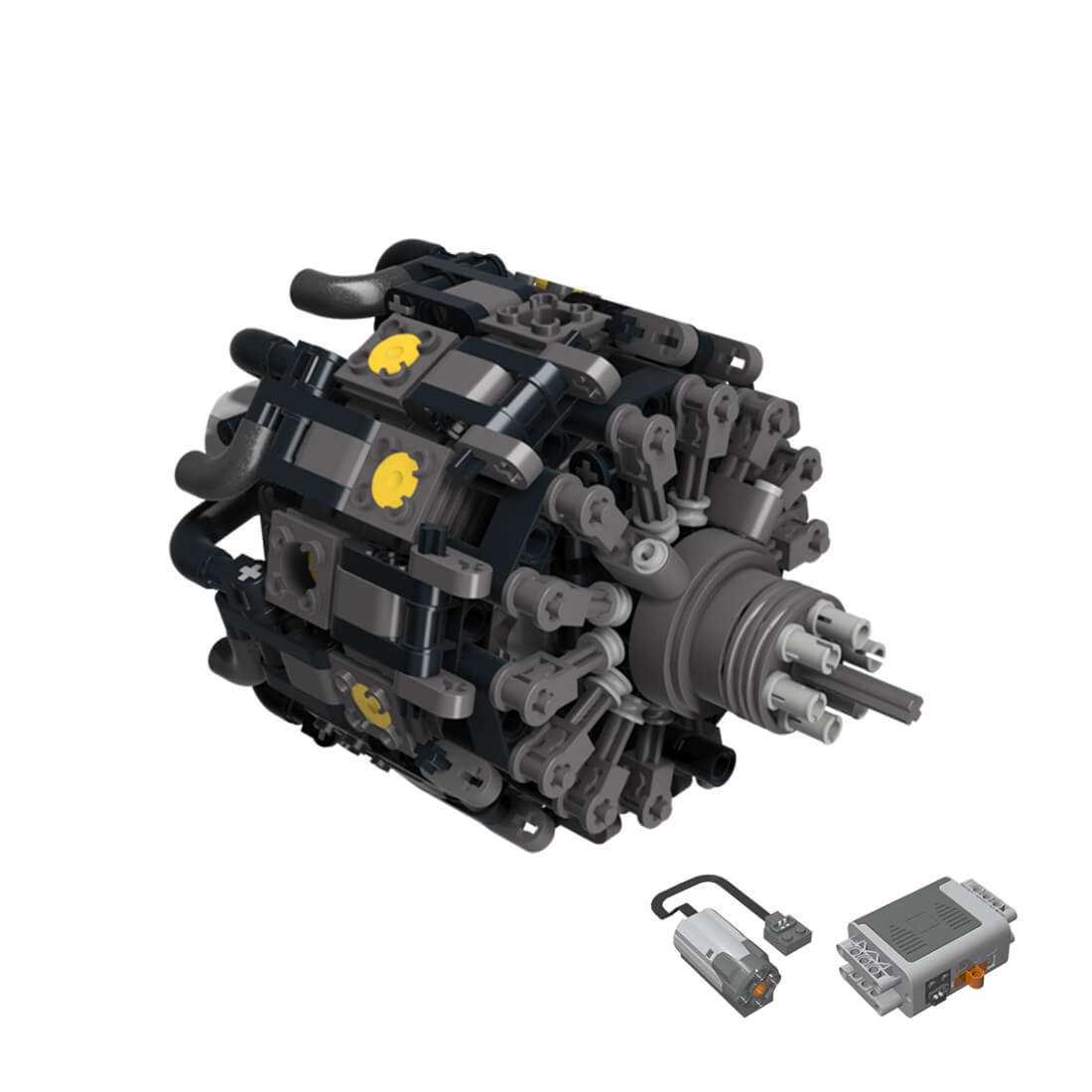 MOC-158931 Radial 9-Cylinder Reciprocating Engine Building Blocks Set (Dynamic Version/467PCS)