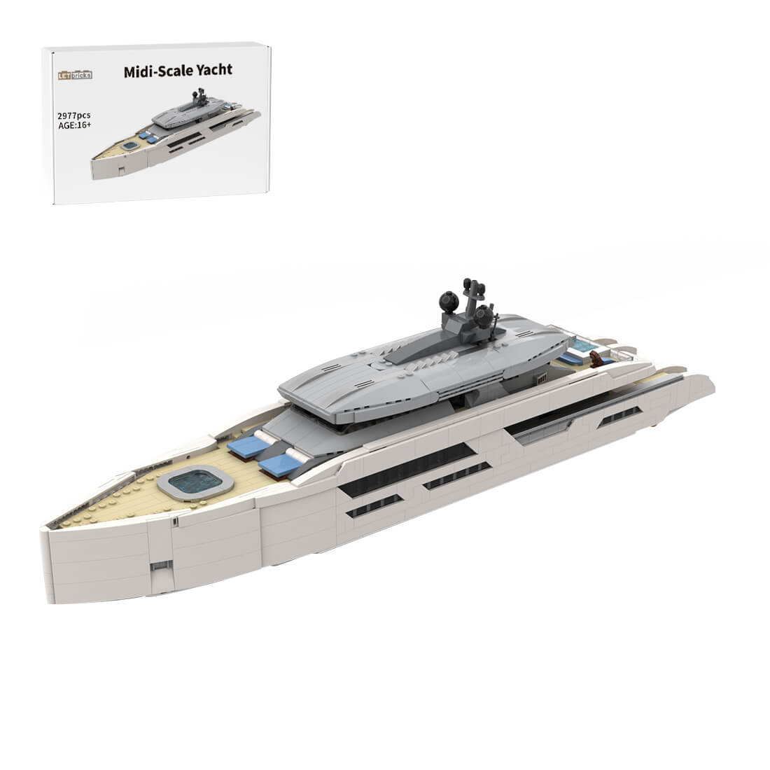 MOC-164898 1/80 Scale Yacht DIY Assembly Set (2977PCS/White)
