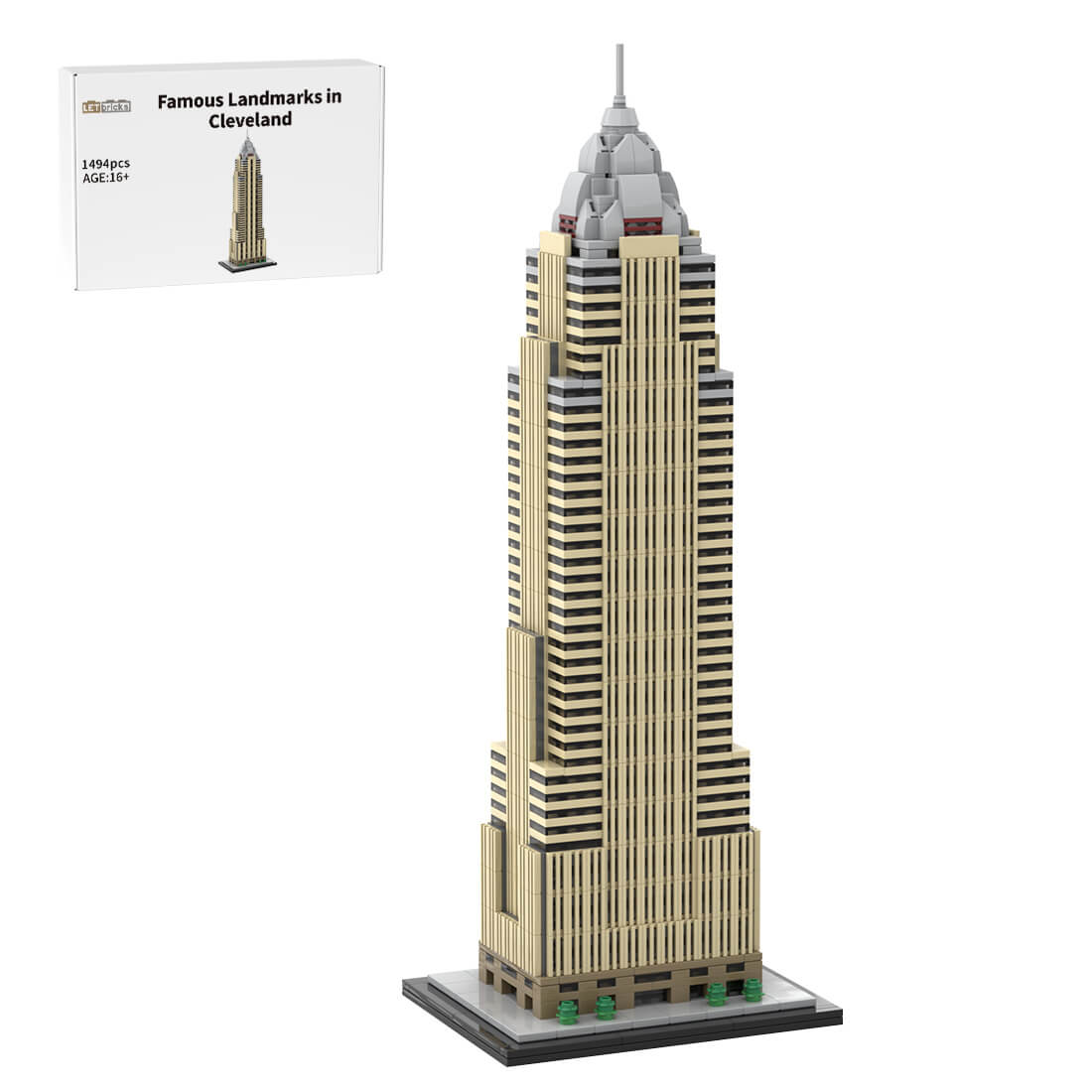 MOC-172359 1800 Scale Key Tower Cleveland Skyscraper Building Blocks(1494PCS) by SPBrix