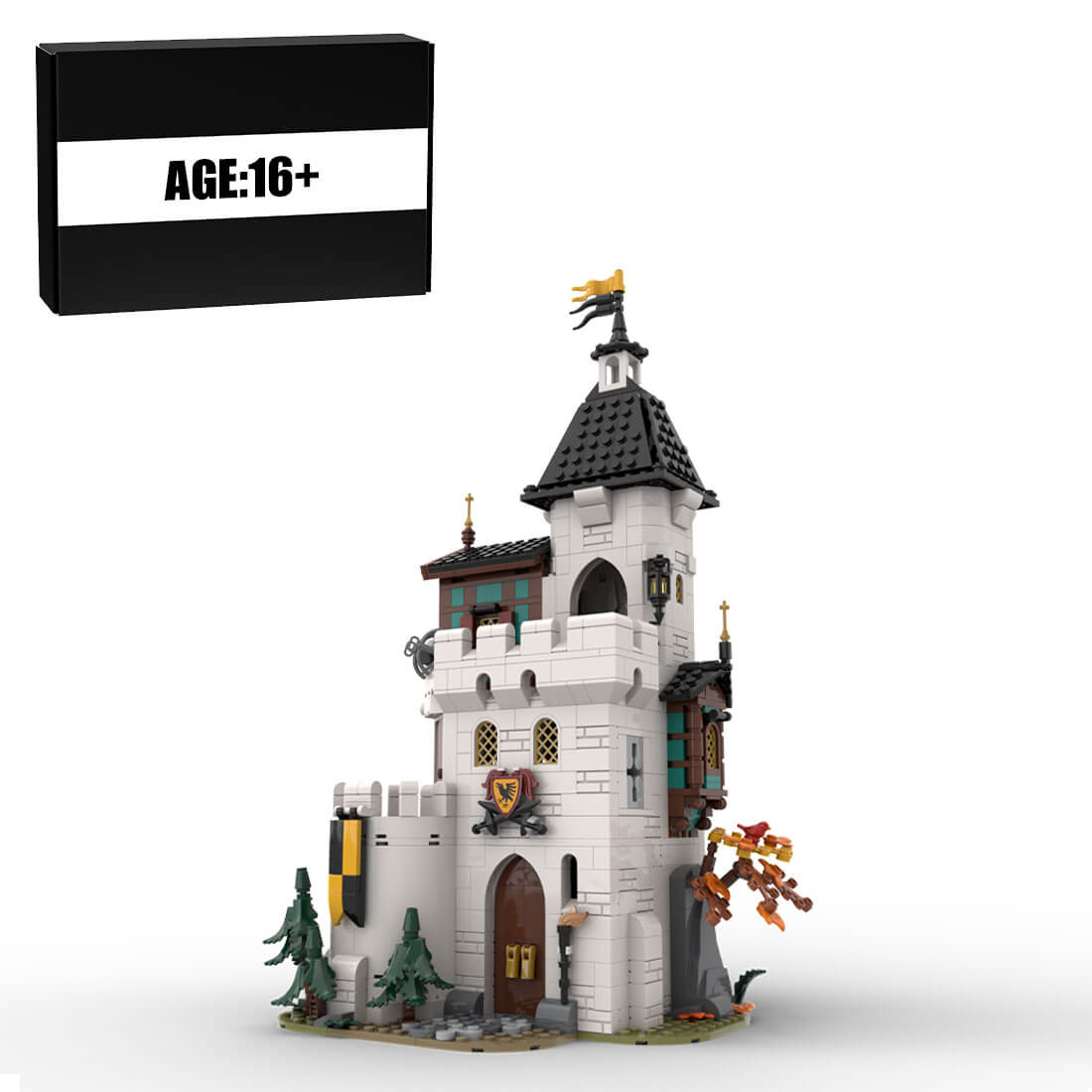 MOC-189672 Medieval White tower Assembly Toy Building Blocks Set (1213PCS)