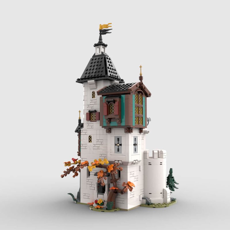 MOC-189672 Medieval White tower Assembly Toy Building Blocks Set (1213PCS)