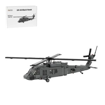 MOC-198409 135 Scale UH-60 Black Hawk American Military Helicopter Building Blocks Set (957PCSV3 Version)by DarthDesigner