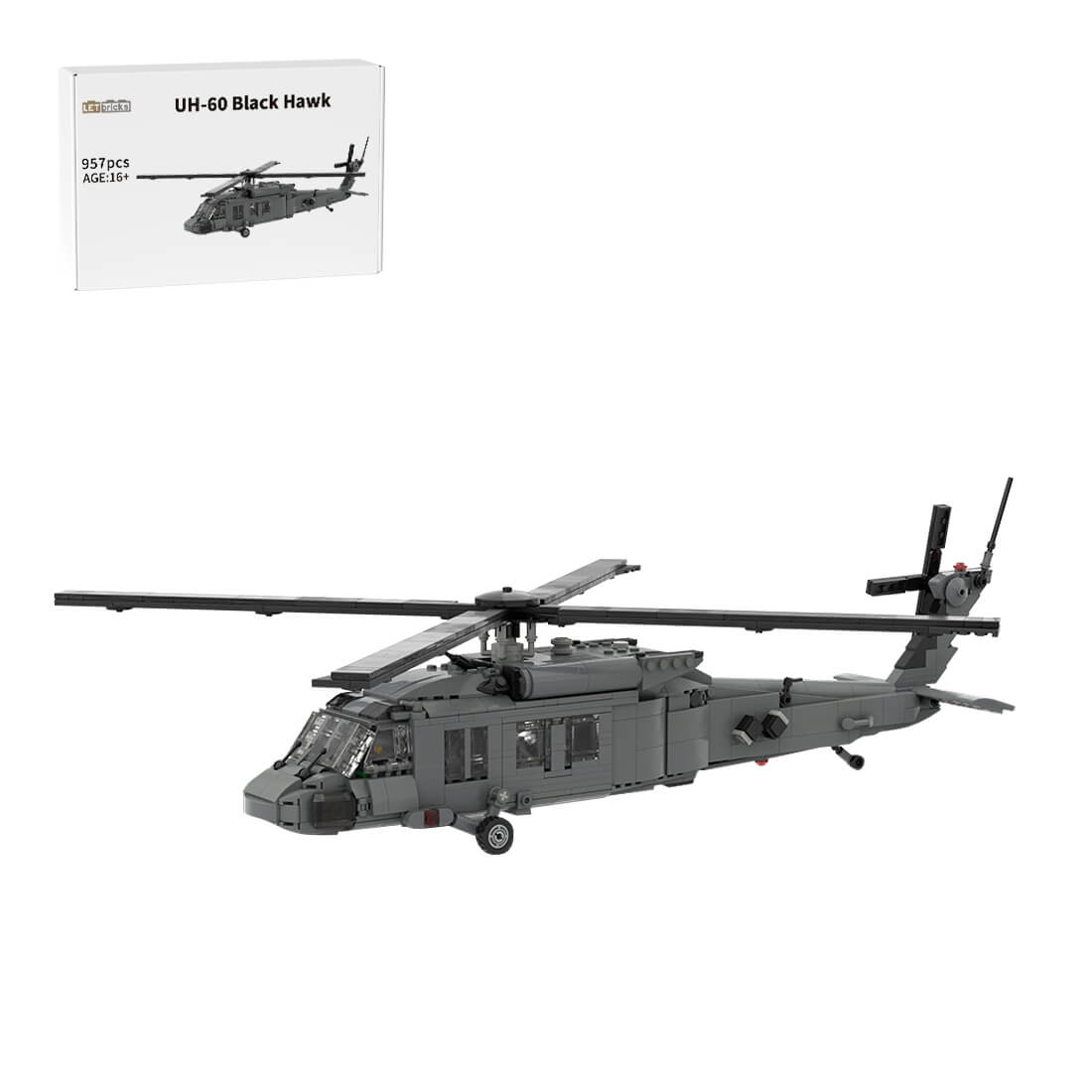 MOC-198409 135 Scale UH-60 Black Hawk American Military Helicopter Building Blocks Set (957PCSV3 Version)by DarthDesigner