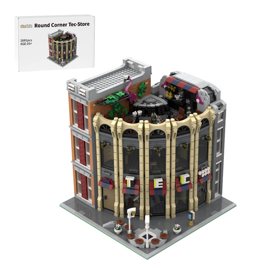 MOC-203717 Round Corner Tech Store Building Blocks Set (2691PCS)