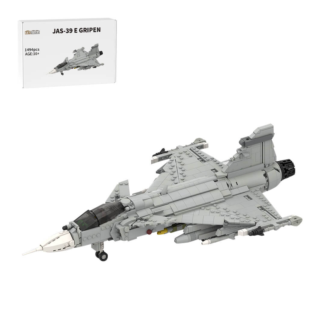 MOC-210715 1/35 Scale Swedish Light Single-Engine Supersonic Multirole Fighter Building Blocks Set (1494PCS)