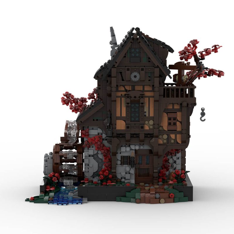 MOC-214249 Medieval MOC Waterwheel Mill Building Blocks Set (2717PCS)