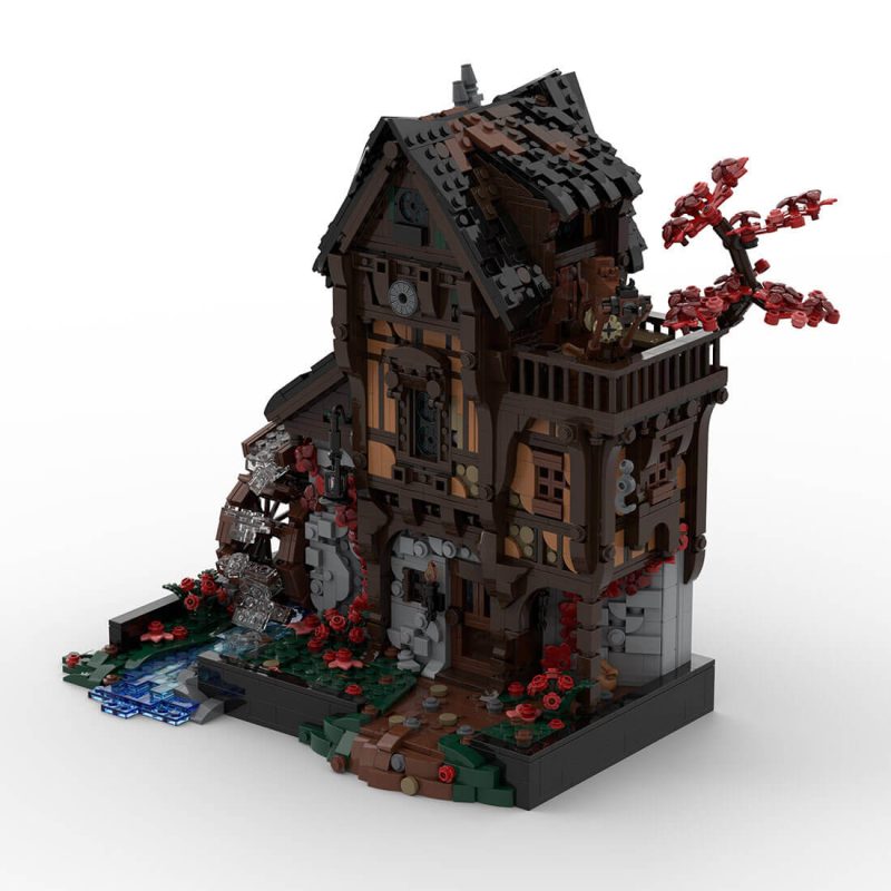MOC-214249 Medieval MOC Waterwheel Mill Building Blocks Set (2717PCS)