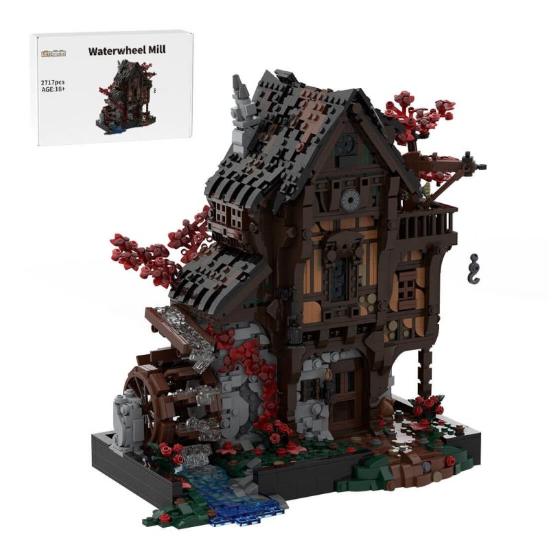 MOC-214249 Medieval MOC Waterwheel Mill Building Blocks Set (2717PCS)