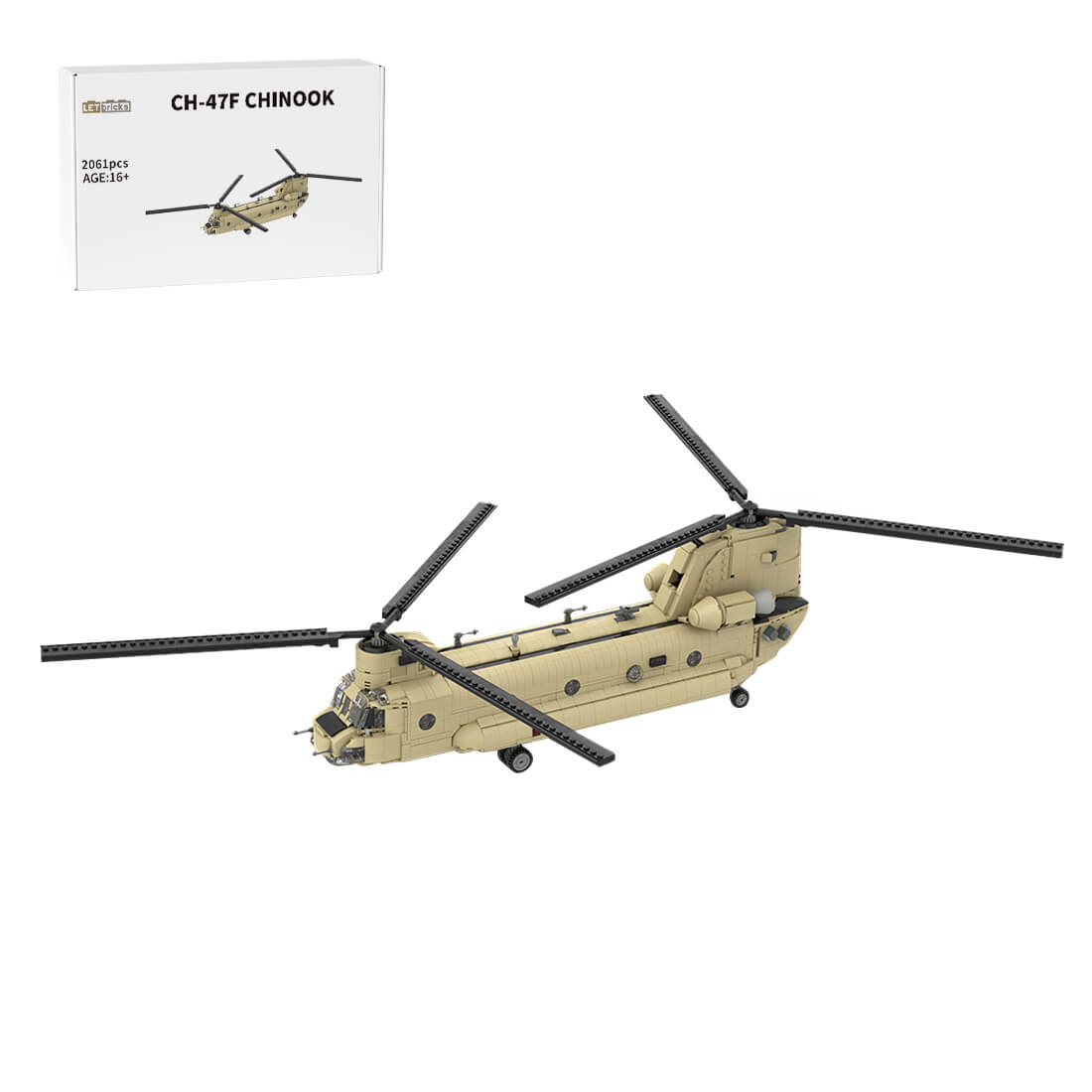 MOC-217684 1/35 Scale CH-47F CHINOOK Heavy Transport Helicopter Building Blocks Set (2061PCS)