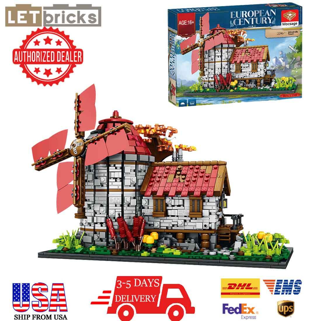letbricks-Mocsage Dutch Windmills Medieval Countryside Model Building Blocks