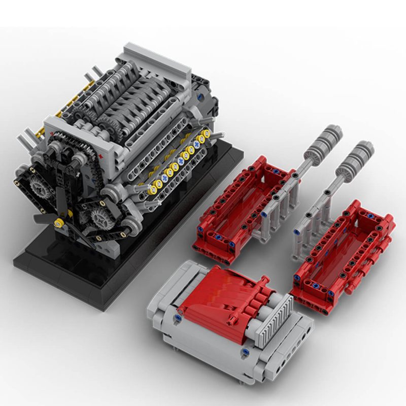 Mocsage MOC-171732 V8 Engine with Supercharger & removable Cover Building Blocks Set (1054PCSDynamic Version)