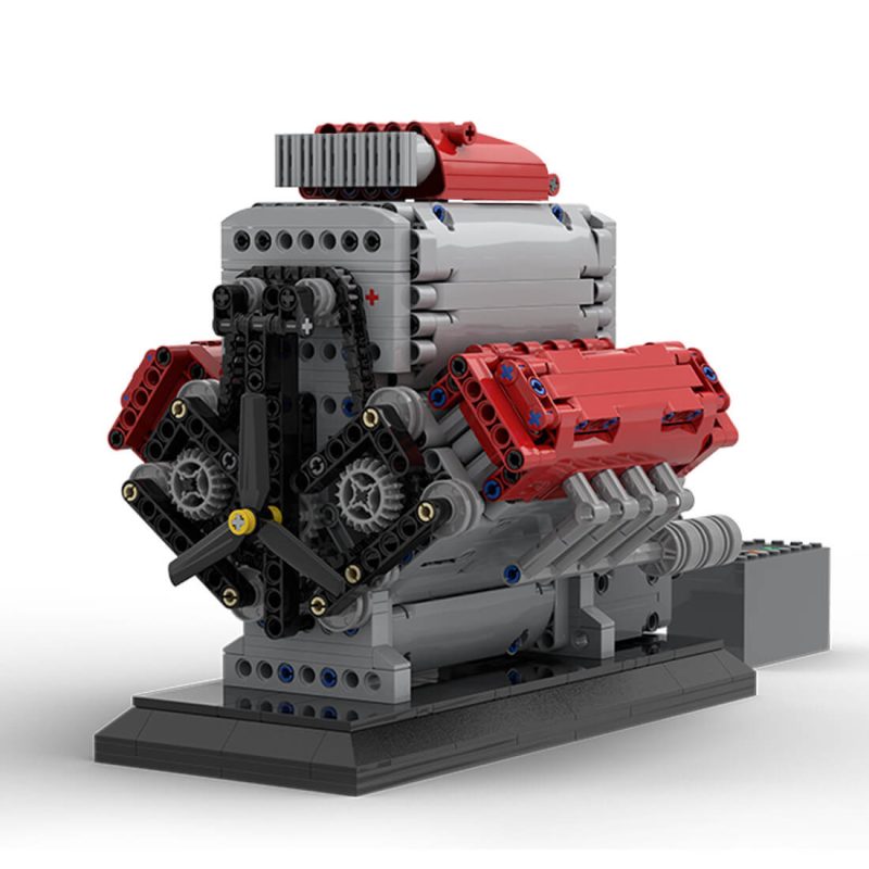 Mocsage MOC-171732 V8 Engine with Supercharger & removable Cover Building Blocks Set (1054PCSDynamic Version)