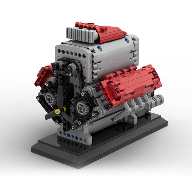 Mocsage MOC-171732 V8 Engine with Supercharger & removable Cover Building Blocks Set (1054PCSDynamic Version)