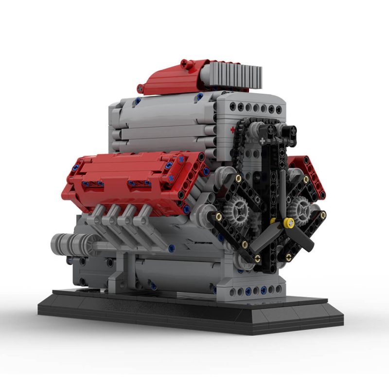 Mocsage MOC-171732 V8 Engine with Supercharger & removable Cover Building Blocks Set (1054PCSDynamic Version)