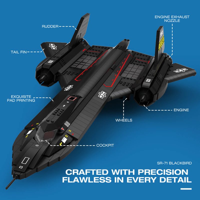 Mocsage-SR71-Blackbird-Tactical-Aircraft-Module-MOC-Building-Blocks-Set-1905PCS-by-Flavio-Cereda