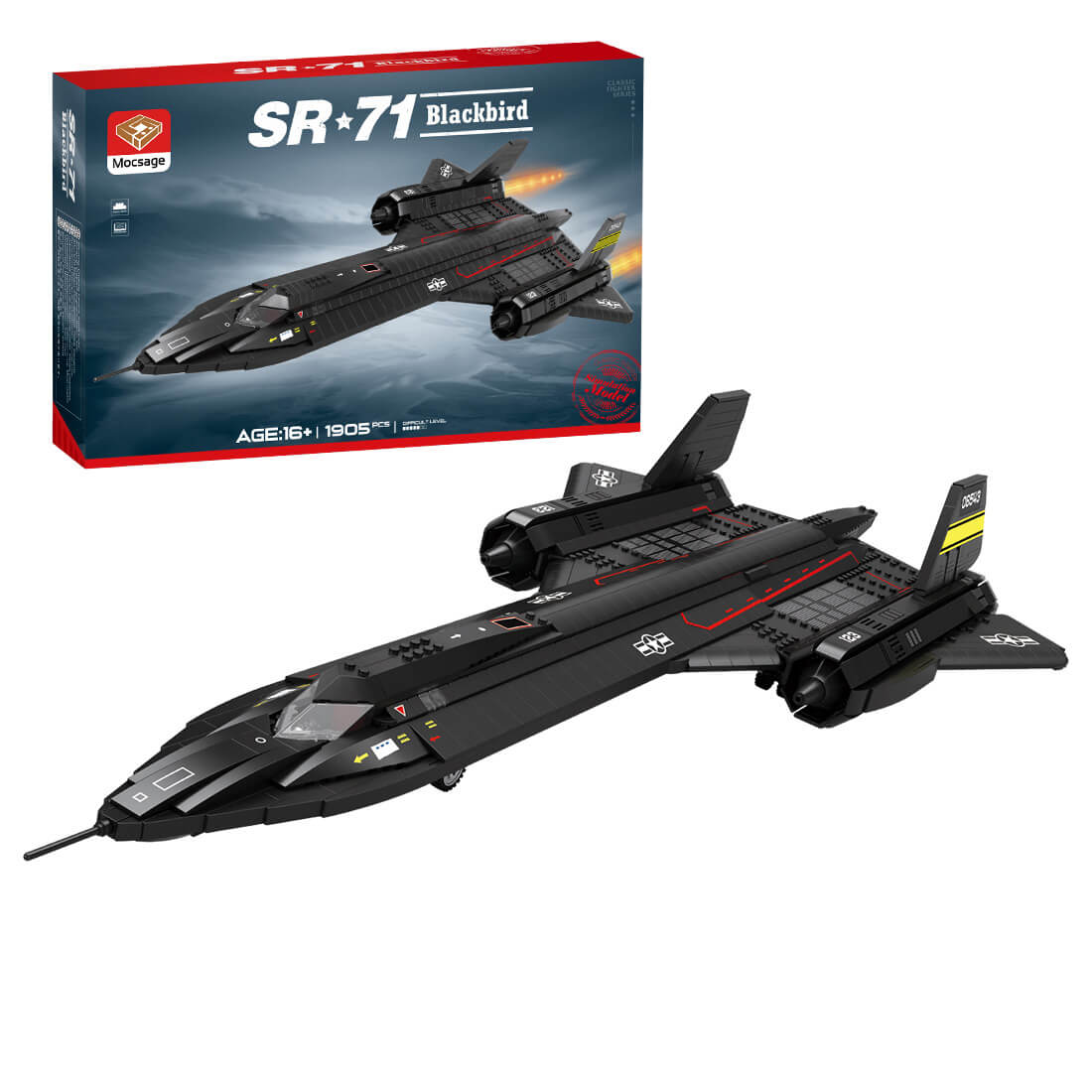 Mocsage-SR71-Blackbird-Tactical-Aircraft-Module-MOC-Building-Blocks-Set-1905PCS-by-Flavio-Cereda