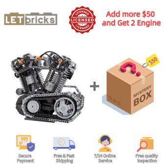letbricks-Mocsage V-Twin OHV 8-Valve Four-Stroke High-Speed Engine Model(1653PCS)