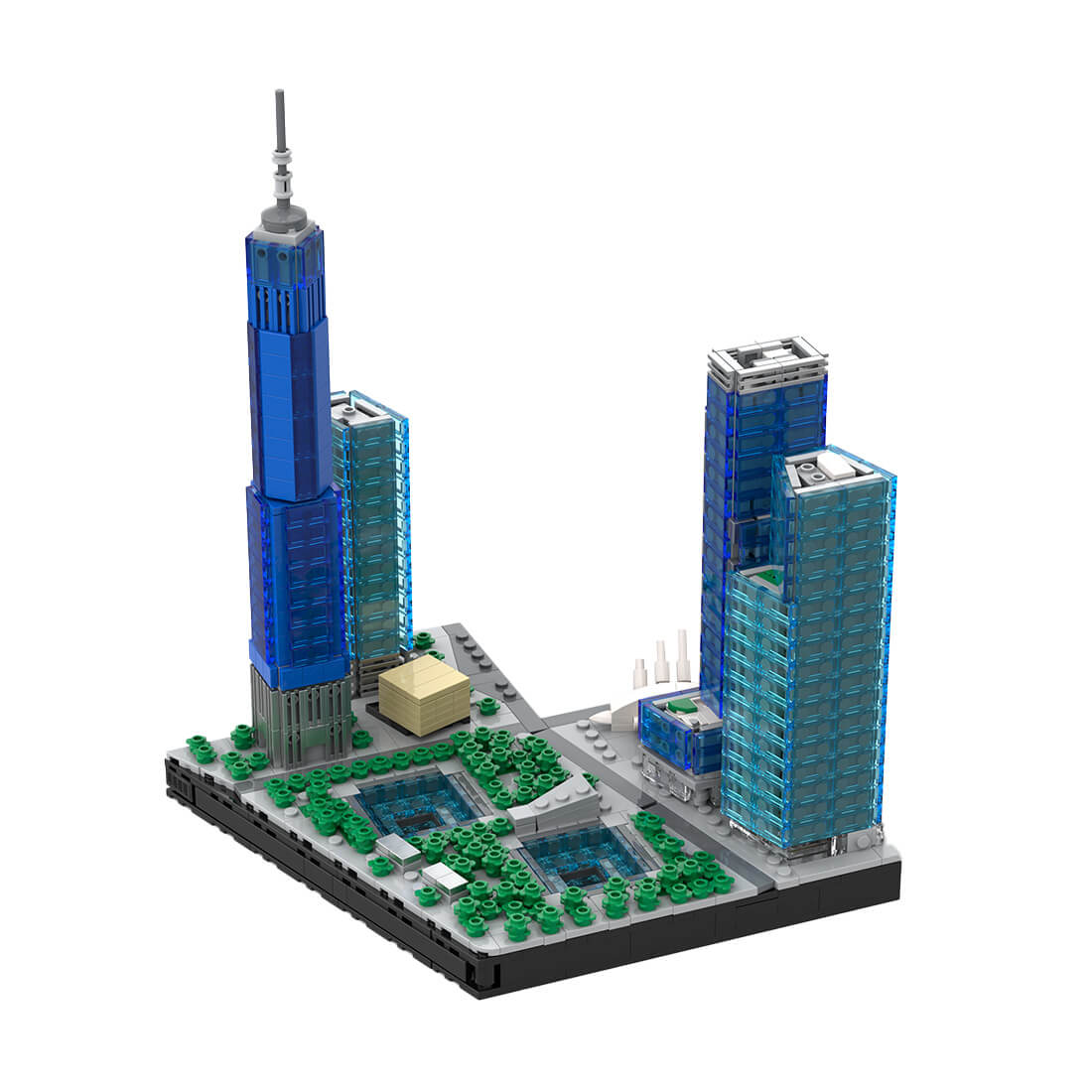 The New World Trade Center MOC 12000 Scale Building Blocks Set (1593PCS)by bru_bri_mocs