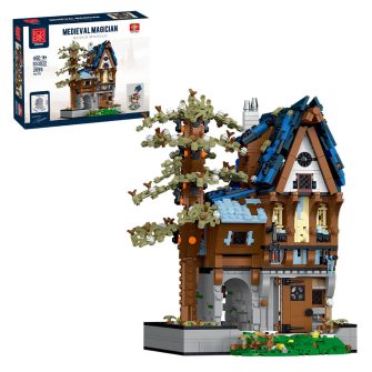 mocsage-moc-117629-medieval-modular-stree-medieval-magician-with-lights-small-particles-building-blocks-set-2095pcs