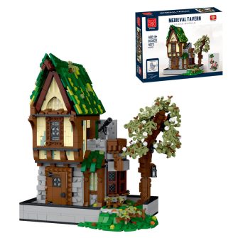mocsage-moc-117629-medieval-modular-stree-medieval-tavern-with-lights-small-particles-building-blocks-set-1872pcs